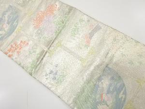 アンティーク　鴛鴦に菊・楓・秋草模様織り出し袋帯（材料）